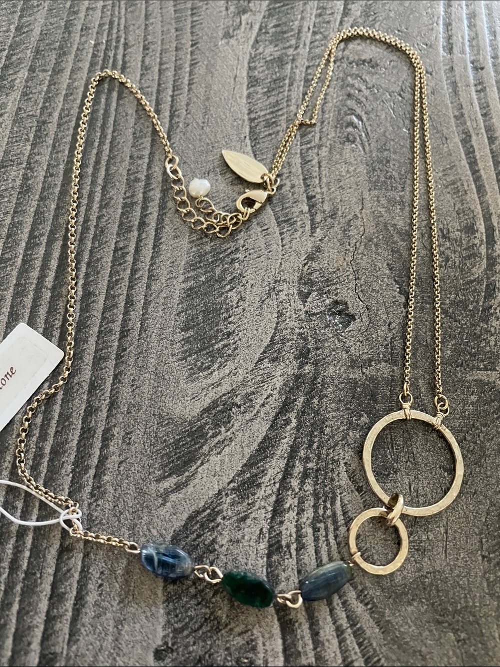 Coldwater Creek kyanite and goldtone chain necklace. New